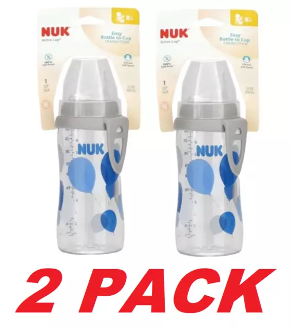 NUK Large Active Tritan Cup 10 oz Baby Bottle Cup 8+ Months (2 PACK)