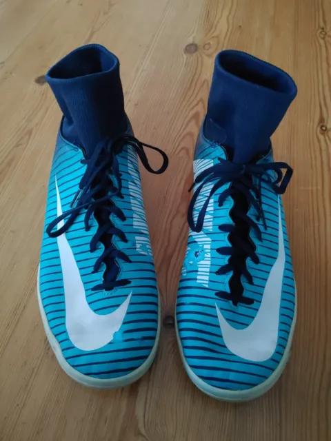 Nike Mercurial Hallenschuhe Gr 42 Fußballschuhe Blau Weiß Türkis