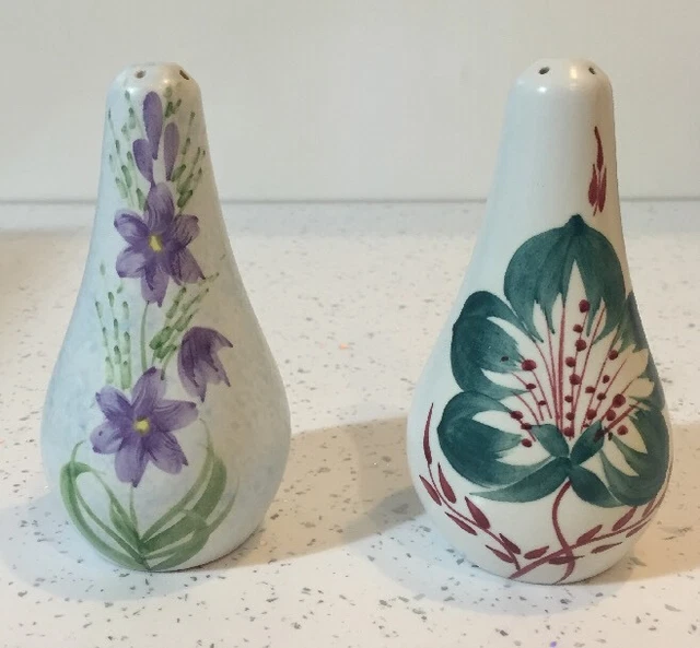 Salt & Pepper Pots Ceramic Mismatched Hand Painted  Cruet Set Floral