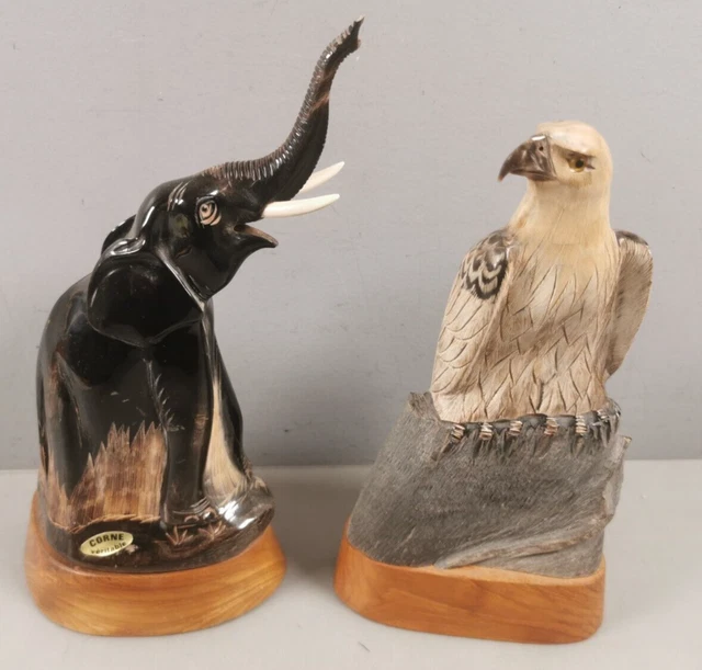 Sculpture Vintage Cygne En Corne Véritable - Fait Main - Objet Déco Unique - Occasion Bon état