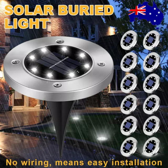 4/8/12 Solar Powered LED Buried Inground Recessed Light Garden Outdoor Deck Path