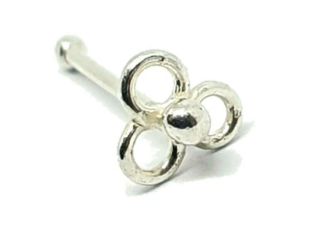 Flor Nariz Stud Triple Trinity 22g (0.6mm) 925 Bola de plata esterlina