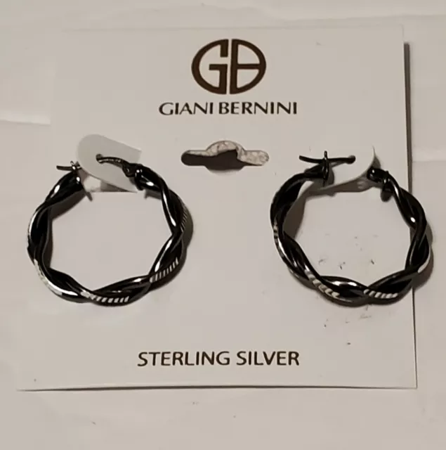 Giani Bernini Small Twist Hoop Earrings in Black Rhodium-Plated Sterling Silver