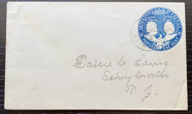 1890 Us Postal Cover With Scott #U76 Columbus Liberty 1 C Embossed Seal Used Vf