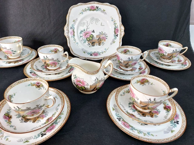 Antique 1920’s Paragon Star Art Deco Bone China Tea Set  Oriental Pattern C6332