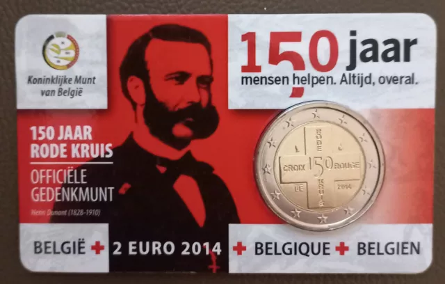 Belgien 2 Euro 2014 Rotes Kreuz CoinCard Münzkarte Euromünze BU