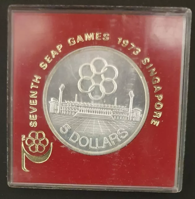 1973 Singapore UNC $10 Silver Coin - 7th SEAP Games