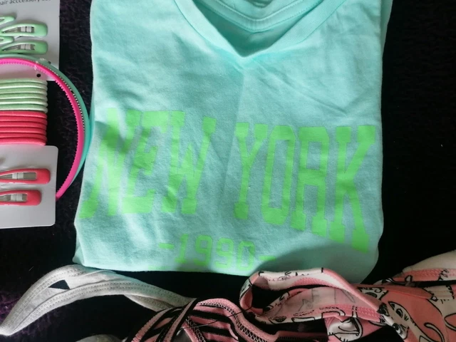 Girls Age 5-6 Bundle, 3 Cropped Vest Tops, Long Sleeved Top, Assorted Hair items 2