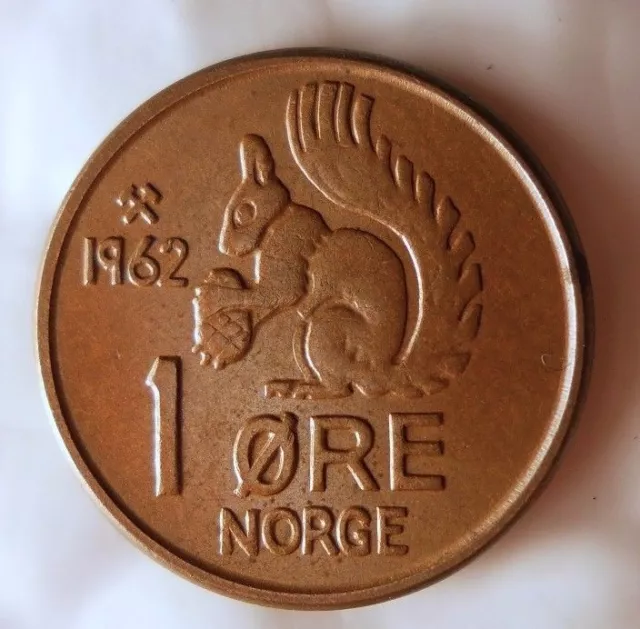 1962 NORWAY ORE - SQUIRREL COIN - Early Date - FREE SHIPPING - Norway Bin #5