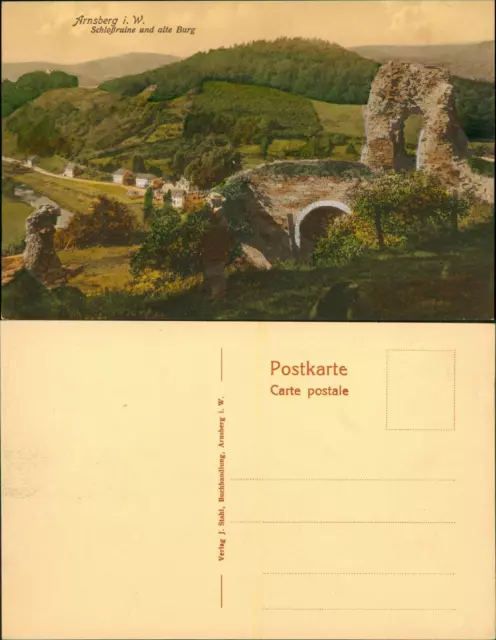 Ansichtskarte Arnsberg Schloßruine und alte Burg 1911