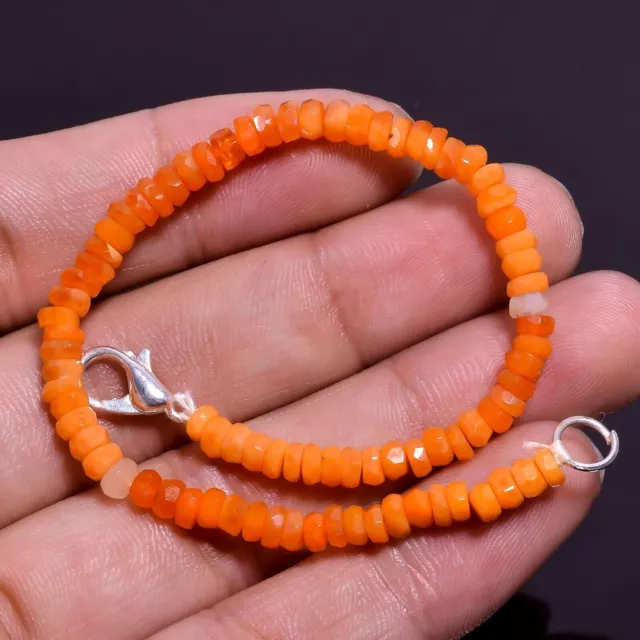 15 ct. Welo – Bracelet de perles à facettes en opale éthiopienne Orange...