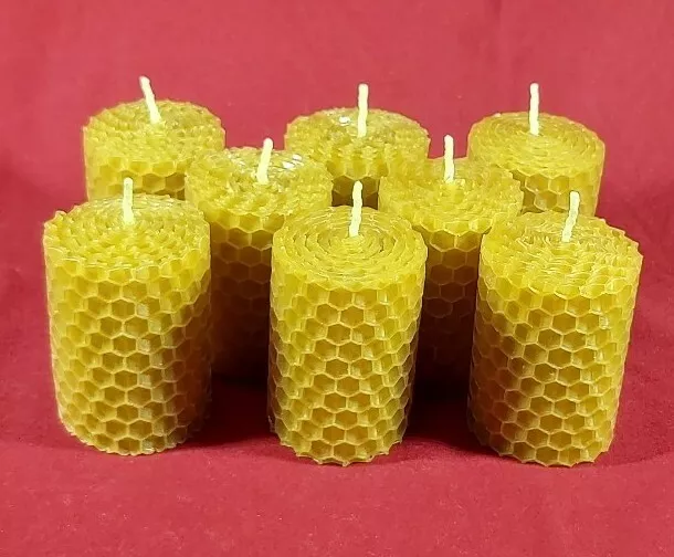 8 X 100% pure Beeswax pillar candles Eco-friendly, 5cm/3.5cm,8 candles, HANDMADE