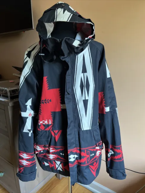 $1495 Polo Ralph Lauren RLX Men Aztec Navajo South West Hood Jacket Black Red XL