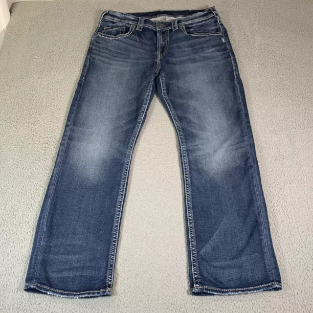 Silver Jeans Grayson Mens 33x30 Western Straight Stretch Fade Whiskers Medium