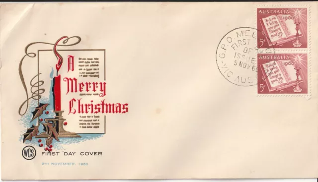 Australia 1960 : Pre-Decimal First Day Cover - 5d. Joined pair Christmas, E/F