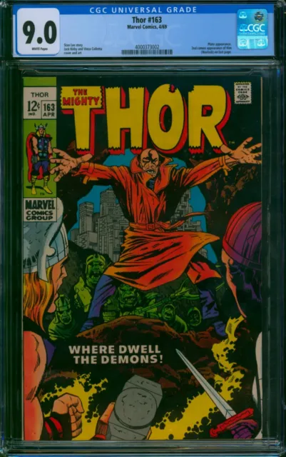 Thor #163 ❄️ CGC 9.0 WHITE PGs ❄️ 2nd Cameo App HIM - Warlock! Marvel Comic 1969