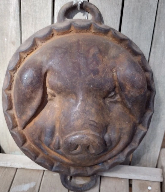 VINTAGE LARGE HEAVY Cast Iron Pig Hog Head Face Baking Pan 200.00