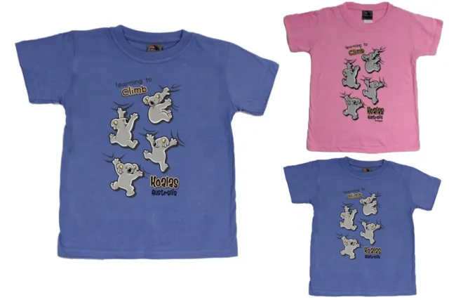 Kids Boys Girls T Shirt Australian Australia Souvenir 100% Cotton - Koala Climb
