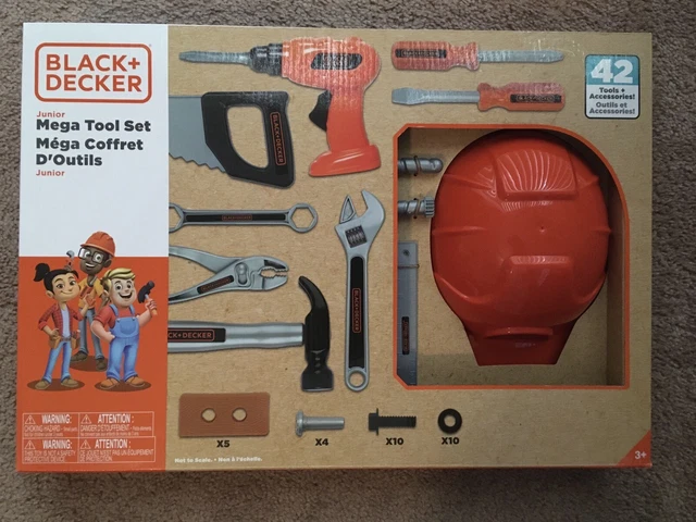 Black+Decker Kids Tool Set All-in-One Mega Case Workshop with Electronic  Toy Matrix Drill, Jigsaw and Sander Attachments, 25 Tools & Accessories,  Play