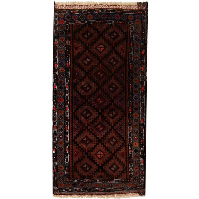 Alfombra de lana antigua tribal afgana hecha oriental nómada vintage de 144x81 cm B16152
