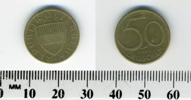 Austria 1965 - 50 Groschen Aluminum-Bronze Coin - Austrian Shield - #1 7