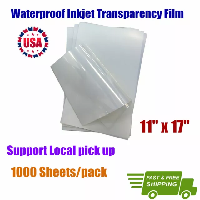 CALCA 1000Sheets 11" x 17" Premium Waterproof Inkjet Milky Transparency Film