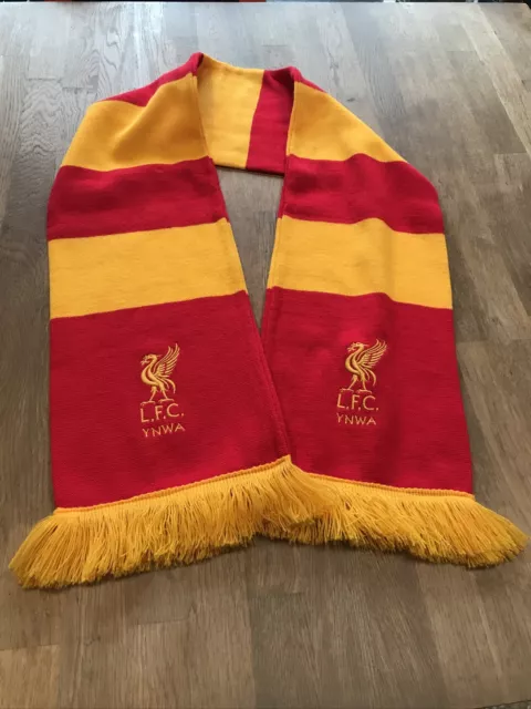 Liverpool FC Official Merch  Scarf - Red / Yellow Stripe Embroidered Emblem YNWA