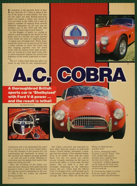 AC Cobra 1964 Profile Specs Vintage Pictorial Article 1987