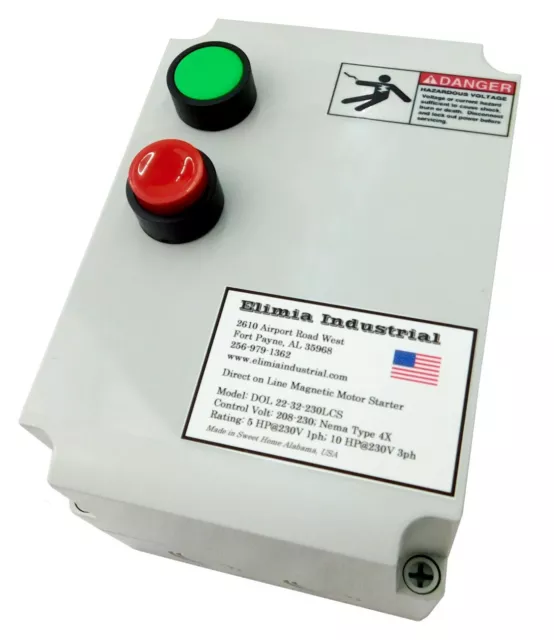 Elimia DOL 1.6-2.5-480LCS 1HP 480V Magnetic Motor Starter Nema Rated 4X UL508A