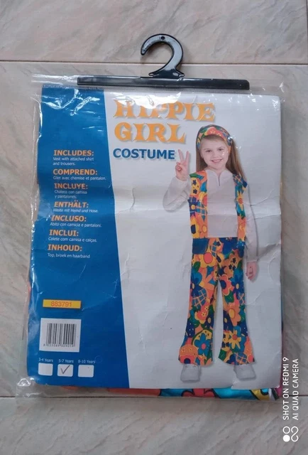 VESTITO COSTUME CARNEVALE festa party bambina hippie girl figlia