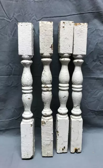 Set 4 Antique Turned Wood Porch Spindles Shabby White 20" Chic Old VTG 1744-22B