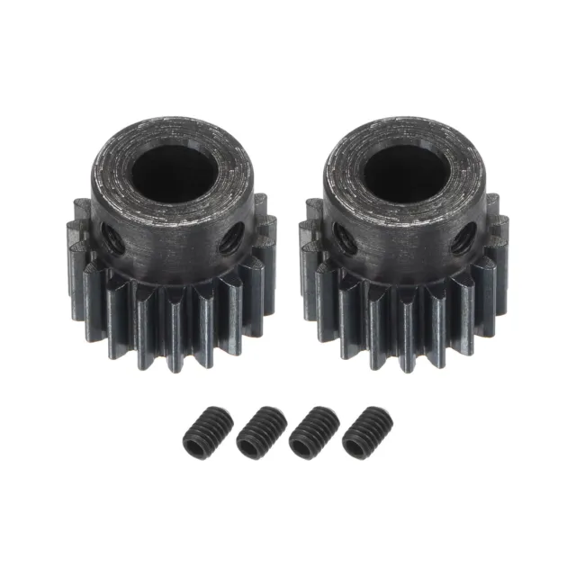 1Mod 19T Pinion Gear 8mm Bore 45# Steel Motor Rack Spur Gear with Step, 2 Set