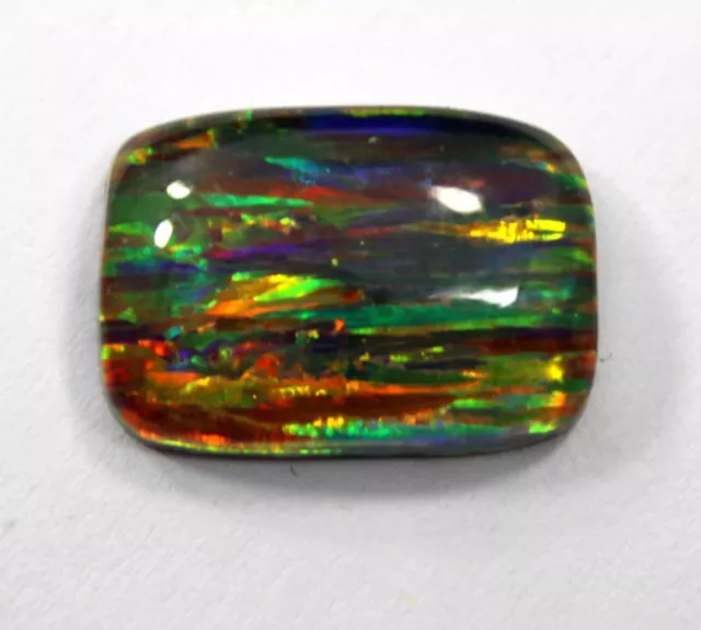 9 Ct Natural Doublet Rainbow Fire Opal Cabochon Certified AAA+ Gemstone Emerald 3