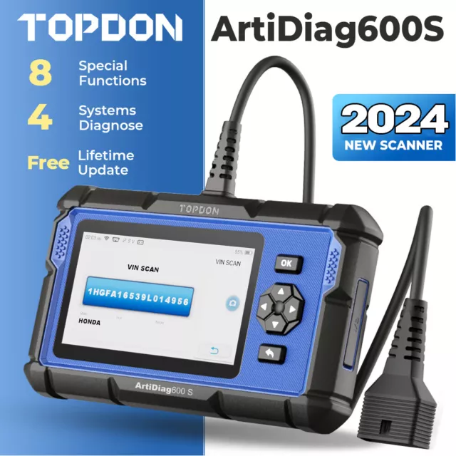 2024 TOPDON AD600S Car Diagnostic Tool OBD2 Scanner ABS SRS SAS EPB TPMS BMS OIL