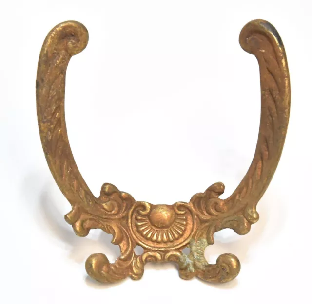 Large Matching Victorian Style Brass Wall Mount Hat / Coat Hook 4 Prong