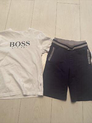 boys hugo boss shorts and t shirt set age 8