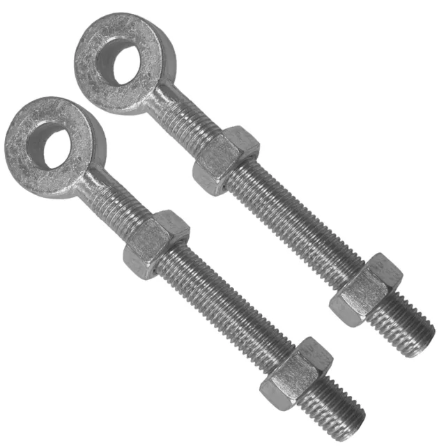 2x Adjustable Gate Hinge Eye Bolts & Nuts 16mmx 150mm Adjustable Swing Hook Pin