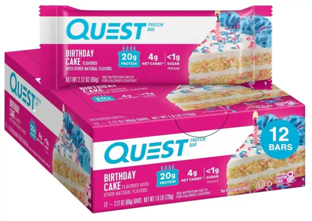 Quest Nutrition Birthday Cake Protein Bar, High Protein, Low Carb, Keto Friendly