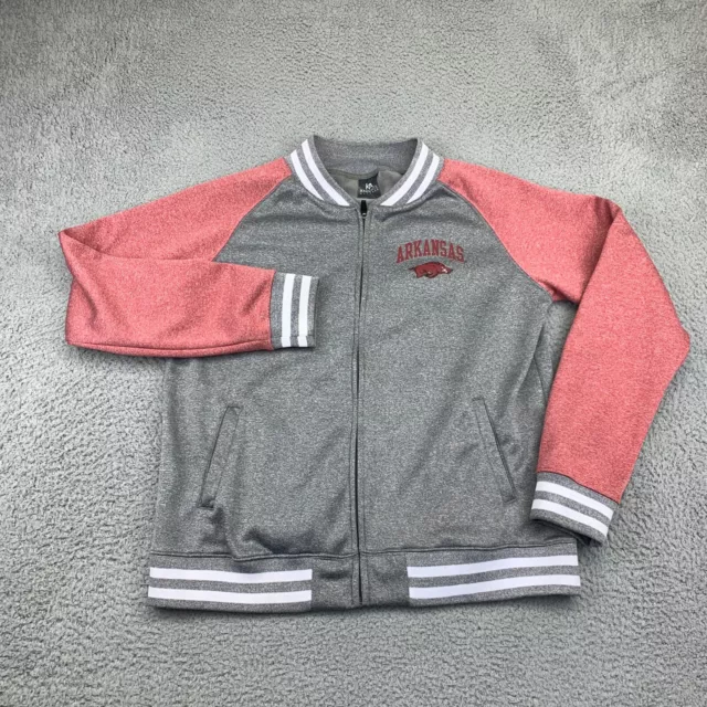 Arkansas Razorbacks Jacket Womens Extra Large Grey Full Zip NCAA Football Hogs