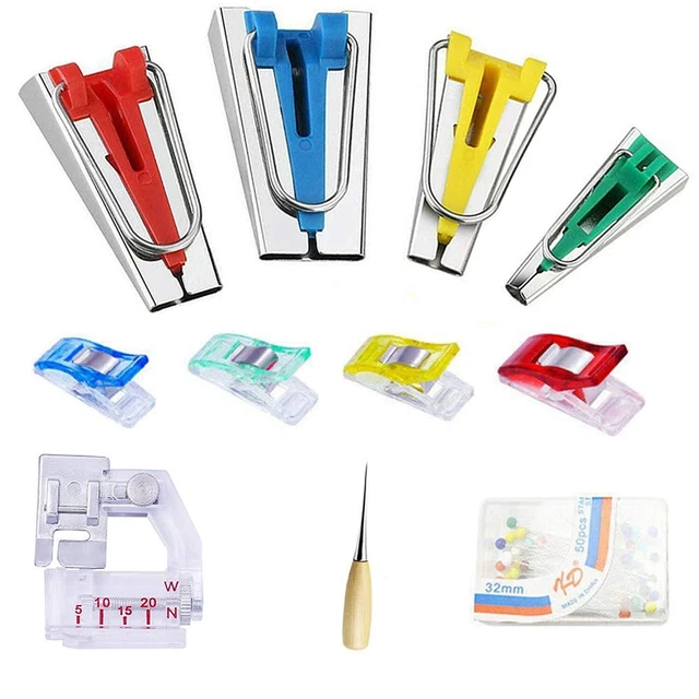 Fabric Bias Tape Makers Kit With Sewing Awl, Bead Needles, Adjustable �