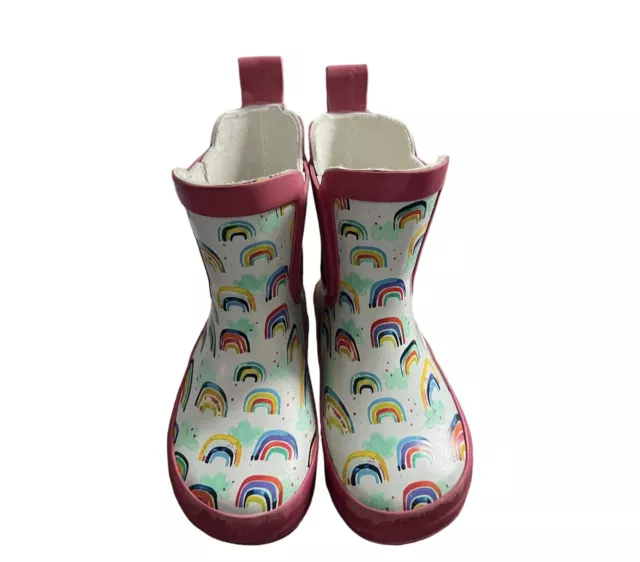 Baby Girl/ Toddler TUCKER + TATE Pink Rain Boots With Rainbows, Size 6C