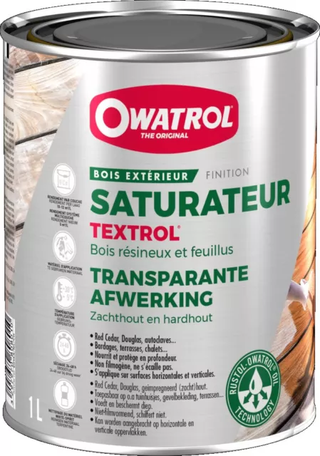 Saturador Protección Madera Exterior Oscurecidas Incoloro 1L Textrol Owatrol