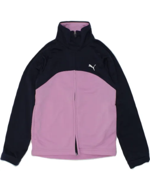 PUMA Girls Tracksuit Top Jacket 7-8 Years Pink Colourblock Polyester AC03