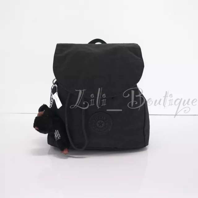 NWT New Kipling KI4659 Osanna Small Backpack Cinch Cord Polyamide Black Tonal 89