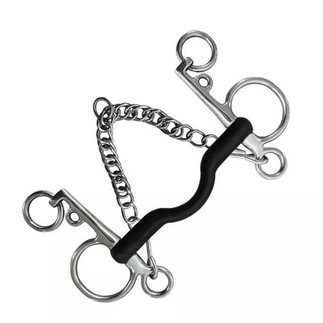 Western Style Horse Bit W/Curb Hooks Chain Stainless Steel Mouth Harness for