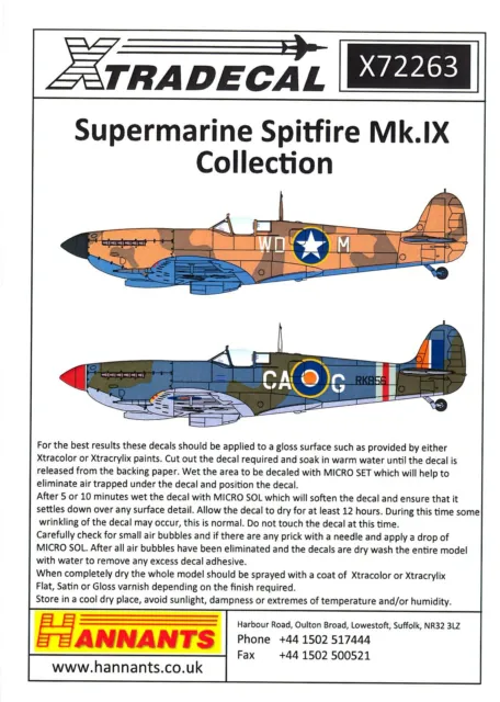 Xtra Decals 1/72 SUPERMARINE SPITFIRE Mk.IX Collection