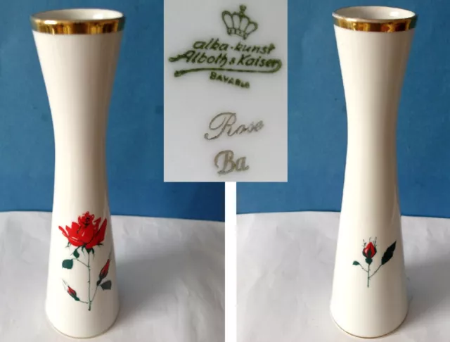 Porcelain Vase Alka-Kunst Alboth & Kaiser Bavaria Rose Um 1960 E279