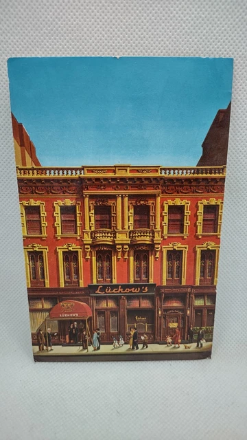 Vintage 1966 Luchow's Restaurant New York City Postcard Front Entrance View