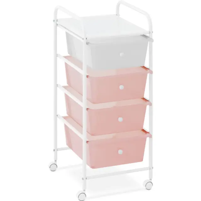 Carrello per estetista Carrello per estetista 4 cassetti rosa, bianco