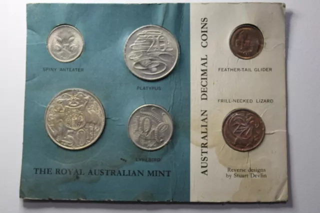 1966 6 Coin Uncirculated First Decimal Mint Set Ram Stained Card
